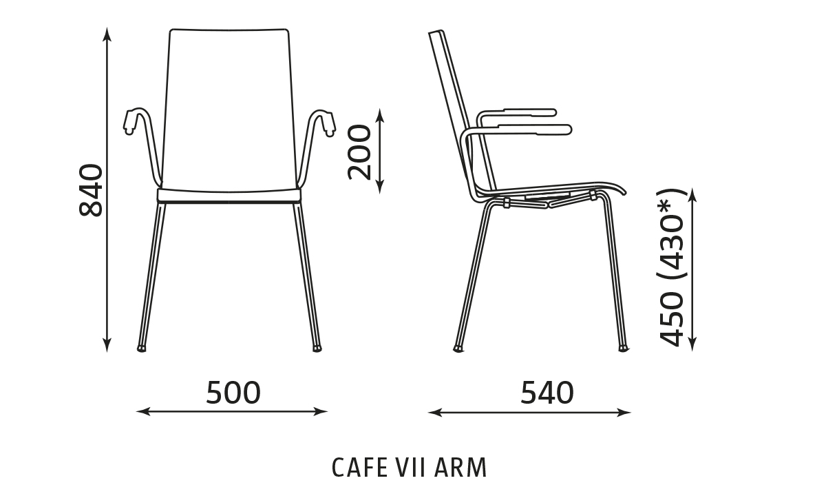 Wymiary krzesła Cafe VII